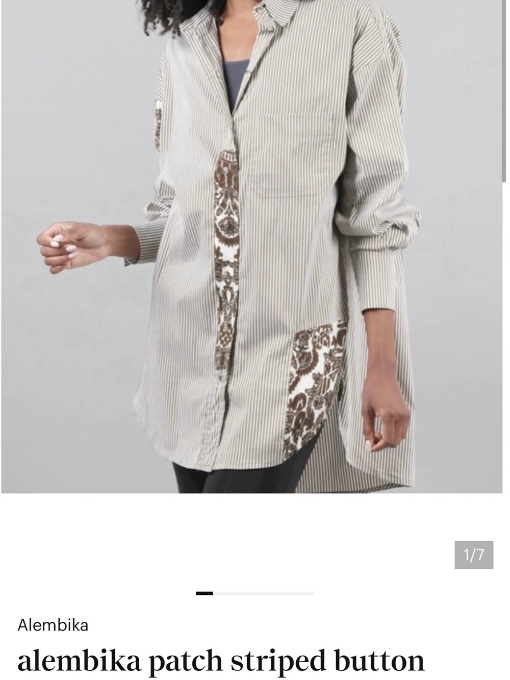 Alembika Cream and Brown Patchwork Striped Button-Down Shirt